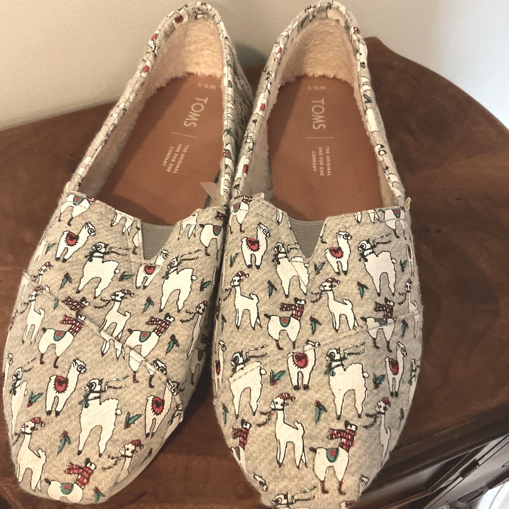 Toms Fa La Llama Grey Fleck Jersey Size 9.5